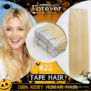 Forever hair factory , Wholesale cheap price 100 european Remy Human Double Drawn Straight Russian Hair Tape Hair Extensions